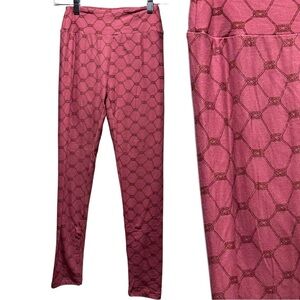 NEW LulaRoe OS Soft Leggings One Size  2-10 Small-Large Pink Cable Rope Pattern